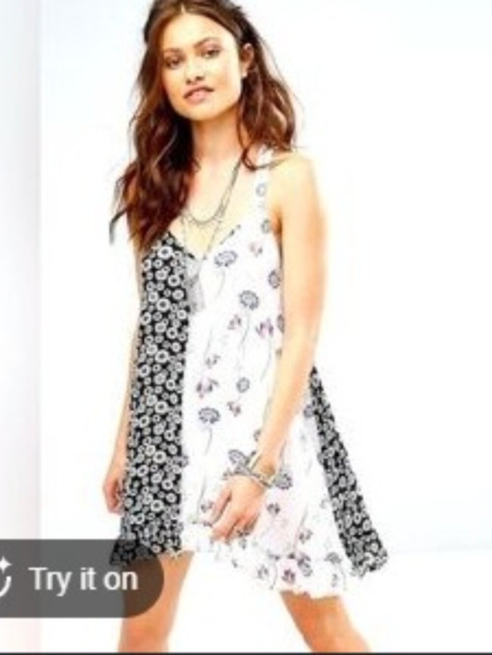 Free People Women’s Mixed-Print Floral Slip‎ Dress Size L